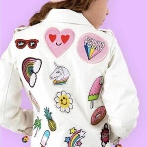 Lola + The Boys White Jacket with Fun Patches